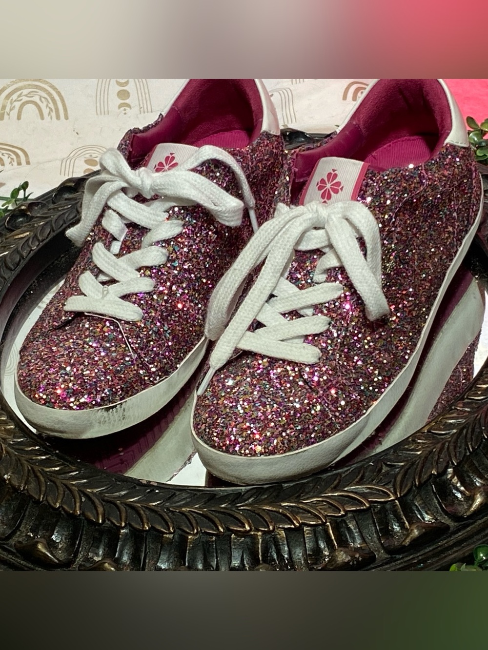 kate spade Glitter Pink Lace-Up Sneakers